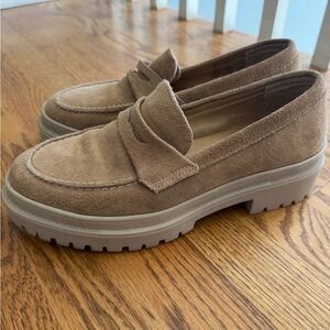 Patina Portland leather Chunky Penny Loafers in taupe suede size women 9